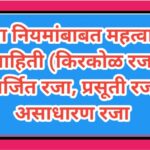  रजा नियमांबाबत महत्वाची माहिती (किरकोळ रजा, अर्जित रजा, प्रसूती रजा,असाधारण रजा rajaniyam mahtvachi...