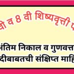 इ.5 वी व 8 वी शिष्यवृत्ती परीक्षा अंतिम निकाल व गुणवत्ता यादीबाबतची संक्षिप्त माहिती scolarship pari...