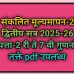 संकलित मूल्यमापन-2 द्वितीय सत्र 2025-26 इयत्ता-2 री ते 7 वी गुणनोंद तक्ते pdf उपलब्ध sanklit exam gu...